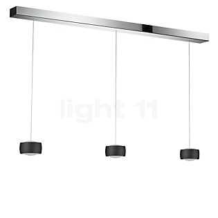 Oligo Grace Suspension LED 3 foyers - réglage en hauteur invisible cache-piton noir - opercule chrome - tête noir