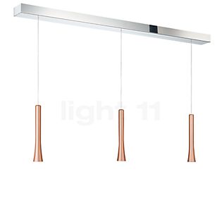 Oligo Rio Hanglamp 3-lichts LED - onzichtbaar in hoogte verstelbaar plafondkapje chroom - hoofd koper