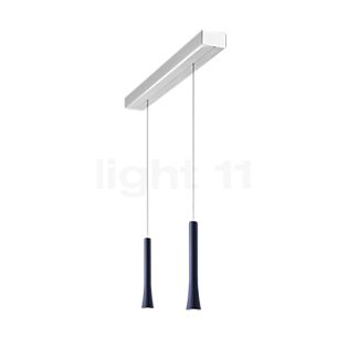 Oligo Rio Pendant Light 2 lamps LED - invisibly height adjustable ceiling rose aluminium - head blue
