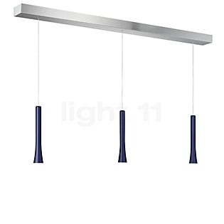 Oligo Rio Pendant Light 3 lamps LED - invisibly height adjustable ceiling rose aluminium - head blue