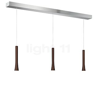 Oligo Rio Pendant Light 3 lamps LED - invisibly height adjustable ceiling rose aluminium - head brown