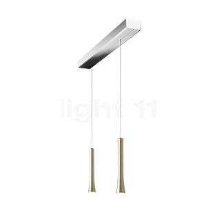 Oligo Rio, lámpara de suspensión 2 focos LED - altura ajustable de forma invisible florón cromo - cabezal plata perla