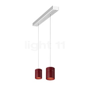 Oligo Tudor Lampada a sospensione LED 2 fuochi - regolabile in altezza in modo invisibile rosone alluminio/testa rot - 14 cm