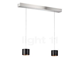 Oligo Tudor Pendant Light LED 2 lamps - invisibly height adjustable ceiling rose aluminium/head black/gold - 9,5 cm