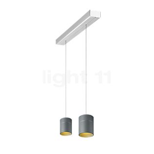 Oligo Tudor Pendant Light LED 2 lamps - invisibly height adjustable ceiling rose aluminium/head grey - 14 cm
