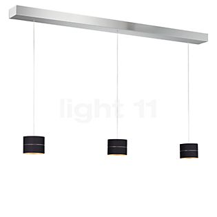 Oligo Tudor Pendant Light LED 3 lamps - invisibly height adjustable ceiling rose aluminium/head black/gold - 9,5 cm