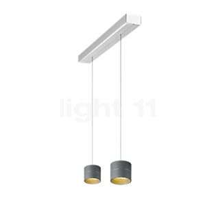 Oligo Tudor Pendelleuchte LED 2-flammig - unsichtbar höhenverstellbar Baldachin aluminium gebürstet/Kopf grau matt - 9,5 cm