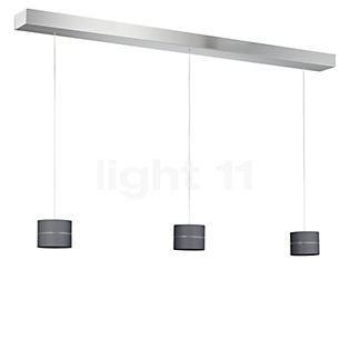 Oligo Tudor Pendelleuchte LED 3-flammig - unsichtbar höhenverstellbar Baldachin aluminium gebürstet/Kopf grau matt - 9,5 cm