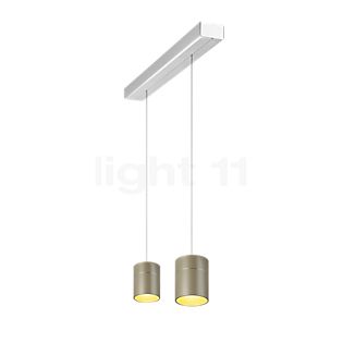Oligo Tudor Suspension LED 2 foyers - réglage en hauteur invisible cache-piton aluminium/tête champagne - 14 cm