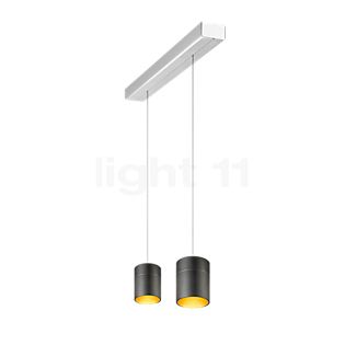 Oligo Tudor Suspension LED 2 foyers - réglage en hauteur invisible cache-piton aluminium/tête noir/doré - 14 cm