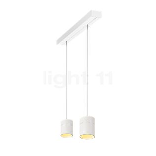 Oligo Tudor, lámpara de suspensión LED 2 focos - altura ajustable de forma invisible florón blanco/cabezal blanco - 14 cm