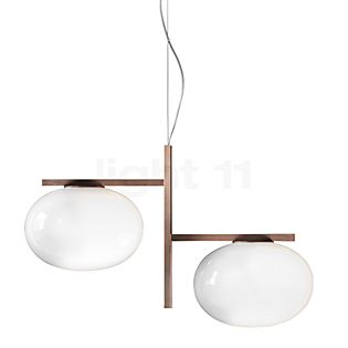 Oluce Alba Hanglamp 2-lichts brons/opaalglas glanzend