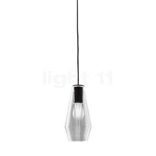 Panzeri Olivia, lámpara de suspensión florón negro/vidrio cristal
