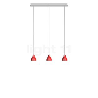 Rotaliana Luxy, lámpara de suspensión 3 focos blanco/rojo brillo