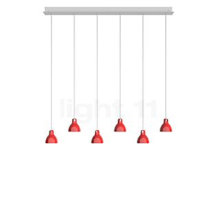 Rotaliana Luxy, lámpara de suspensión 6 focos blanco/rojo brillo