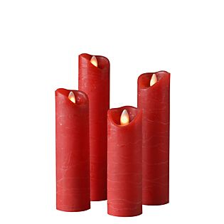 Sompex Shine Real Wax Candle LED ø5 cm, red, set of 4, for battery , discontinued product