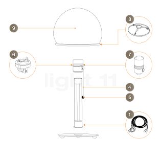 Tecnolumen Globe pour Lampes Wagenfeld - Pièce de rechange N° 9, diffuseur opale