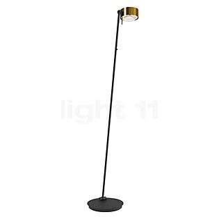 Top Light Puk! 120 Avantgarde, lámpara de pie LED latón cepillado/negro mate - lente cristalina
