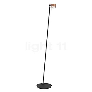 Top Light Puk! 80 Avantgarde, lámpara de pie LED cobre cepillado/negro mate - lente cristalina