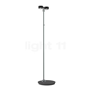 Top Light Puk Floor Mini Twin, lámpara de pie LED negro mate/cromo - lente cristalina/lente cristalina