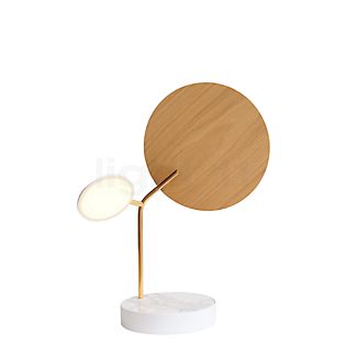Tunto Ballon, lámpara de sobremesa LED mármol blanco/roble - Casambi