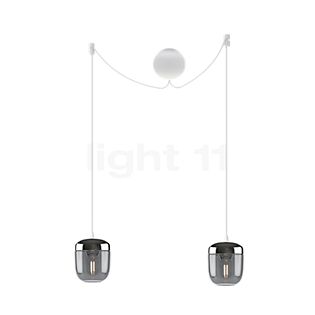 Umage Acorn Cannonball, lámpara de suspensión con 2 focos en blanco ahumado/acero