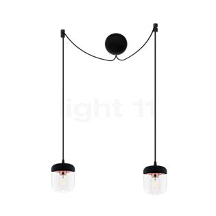 Umage Acorn Cannonball, lámpara de suspensión negra con 2 focos cobre