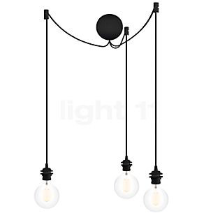 Umage Cannonball, lámpara de suspensión de 3 focos negro con globe bombilla