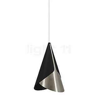 Umage Cornet Hanglamp zwart/staal - plafondkapje conisch - kabel wit