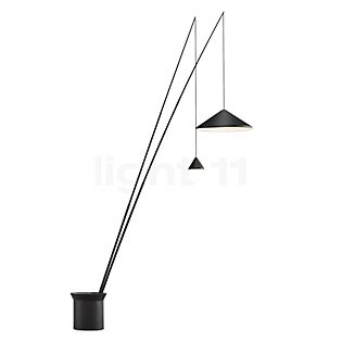 Vibia North, lámpara de pie LED 2 focos negro - ø16,5 cm + ø60 cm