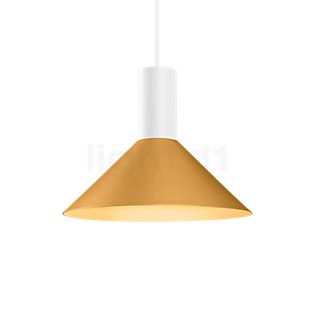 Wever & Ducré Odrey 1.6, lámpara de suspensión florón blanco/pantalla blanco/dorado