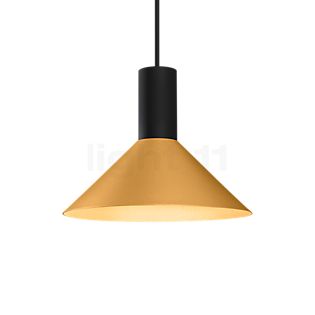 Wever & Ducré Odrey 1.6, lámpara de suspensión florón negro/pantalla negro/dorado