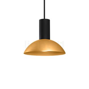 Wever & Ducré Odrey 1.7, lámpara de suspensión florón negro/pantalla negro/dorado