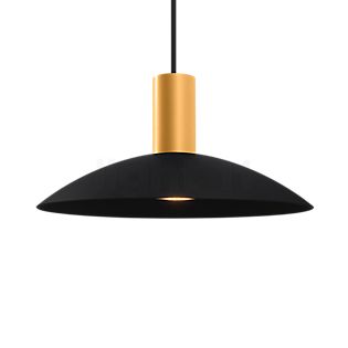 Wever & Ducré Odrey 1.8, lámpara de suspensión florón negro/pantalla dorado/negro