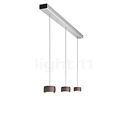  Oligo Grace Pendelleuchte LED 3-flammig - unsichtbar höhenverstellbar Baldachin schwarz matt - Abdeckung aluminium gebürstet - Kopf braun