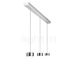  Oligo Grace Suspension LED 3 foyers - réglage en hauteur invisible cache-piton blanc mat - couverture aluminium brossé - tête aluminium brossé