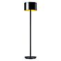 Bankamp Grand, lámpara de pie LED negro anodizado/vidrio negro/dorado