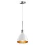 Bruck Silva, lámpara de suspensión LED - ø16 cm cromo mate, vidrio blanco/dorado , Venta de almacén, nuevo, embalaje original