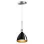 Bruck Silva, lámpara de suspensión LED baja tensión - ø16 cm cromo mate - vidrio negro/dorado
