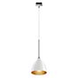 Bruck Silva, lámpara de suspensión para Duolare Riel - ø16 cm cromo mate, vidrio blanco/dorado - 860369mcgy