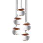 DCW Here Comes the Sun mini Cluster Suspension 5 foyers ronde blanc/cuivre