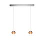 Oligo Balino Pendant Light 2 lamps LED - invisibly height adjustable lamp canopy aluminium brushed - head chrome matt/tobacco glossy