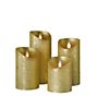 Sompex Shine Real Wax Candle LED ø7,5 cm, gold, set of 4, for battery , discontinued product