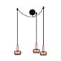 Umage Clava Cannonball, lámpara de suspensión 3 focos cobre, cable negro