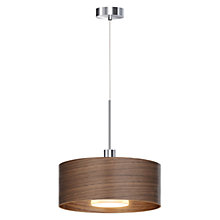 Bruck Cantara Wood Pendant Light LED chrome glossy/lampshade oak dark - 30 cm