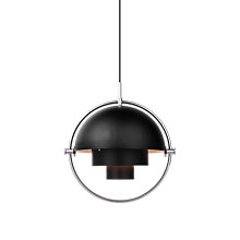 Gubi Multi-Lite, lámpara de suspensión cromo/negro - ø22,5 cm