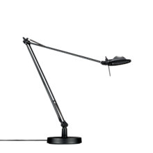 Luceplan Berenice Lampada da tavolo riflettore grigio alluminio/corpo nero - con piede - braccio 45 cm