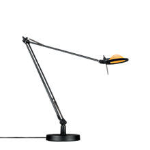 Luceplan Berenice, lámpara de sobremesa reflector amarillo/cuerpo negro - con pie - brazo 45 cm