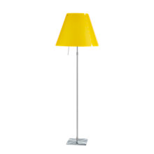 Luceplan Costanza Floor Lamp shade canary yellow/frame aluminium - telescope - with switch - ø40 cm