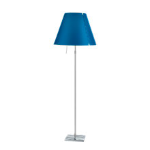 Luceplan Costanza Floor Lamp shade petrol blue/frame aluminium - telescope - with dimmer - ø40 cm